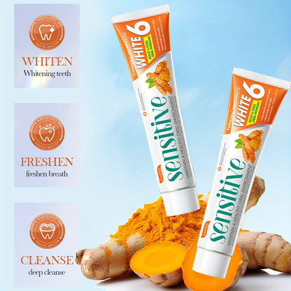 1pc 100g Turmeric toothpaste for whitening & brightening, deep cleaning, fresh breath, oral care with natural ingredients