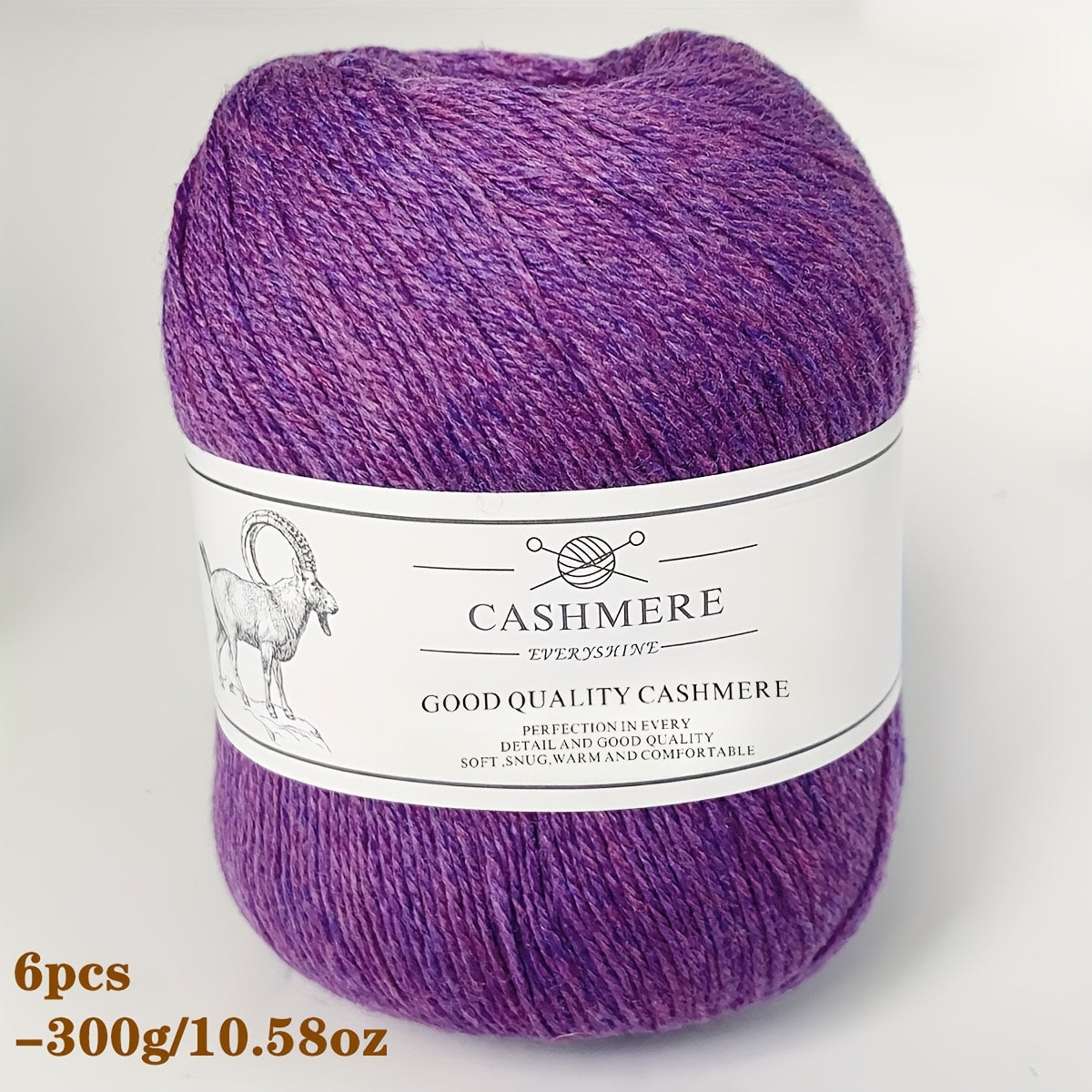 6-Pack Luxurious Cashmere Yarn for Knitting and Crocheting - Soft, Warm, Durable 80% Cashmere 20% Acrylic Blend - Perfect for Sweaters, Pants, Gloves, Hats, and DIY Crafts - 1.76oz Each