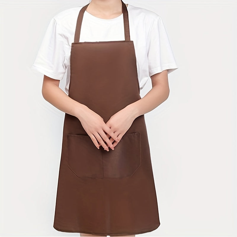 Waterproof adjustable polyester apron with pockets in red, black, and pink. Ideal for cooking, BBQ, and salon use. Great for BBQ essential gear.