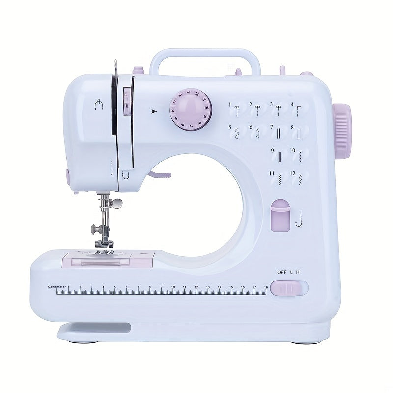 505A Portable Electric Sewing Machine - 12 Stitches, Adjustable Speed, Reverse Function, Ideal for Beginners & Home Use, Purple