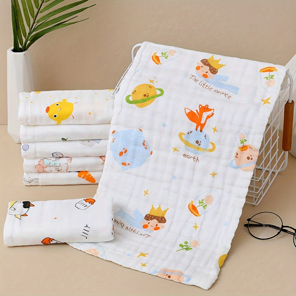 Five 25*50Cm towels with unique, high-density gauze patterns, perfect for everyday bathing.