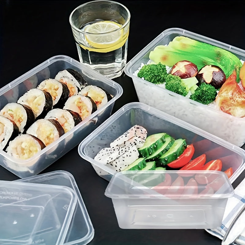 Polypropylene (PP) Disposable Takeaway Boxes with Lids, Square Leak-proof Containers, Clip-on Closure - Available in 18, 35, or 51 piece sets. Microwave & Refrigerator Safe, Perfect for Deli, Pasta, Desserts, Pastries, Fruit Salad. Ideal for Restaurant &