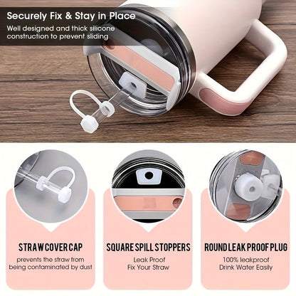 The Silicone Spill-Proof Set includes 6 pieces, ideal for both kitchen and home use. Features leak-proof straw caps and spill stoppers for added convenience.