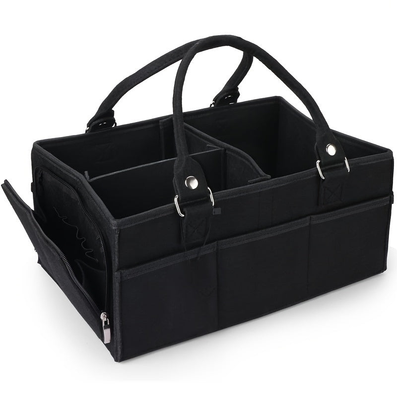 Felt Diaper Bag with Spacious Storage, Side Pockets, and Zipper Closure - Perfect for Diaper Organization