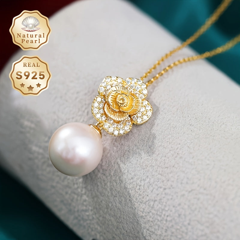 Enhance Your Gifting Experience with a Stunning Pearl Necklace for Women - Featuring a Flower Design with S925 Silver and 12-13mm Round Natural Freshwater Pearl. Each Necklace is Unique with Varying Shapes and Colors, making it a Perfect and Special Gift.