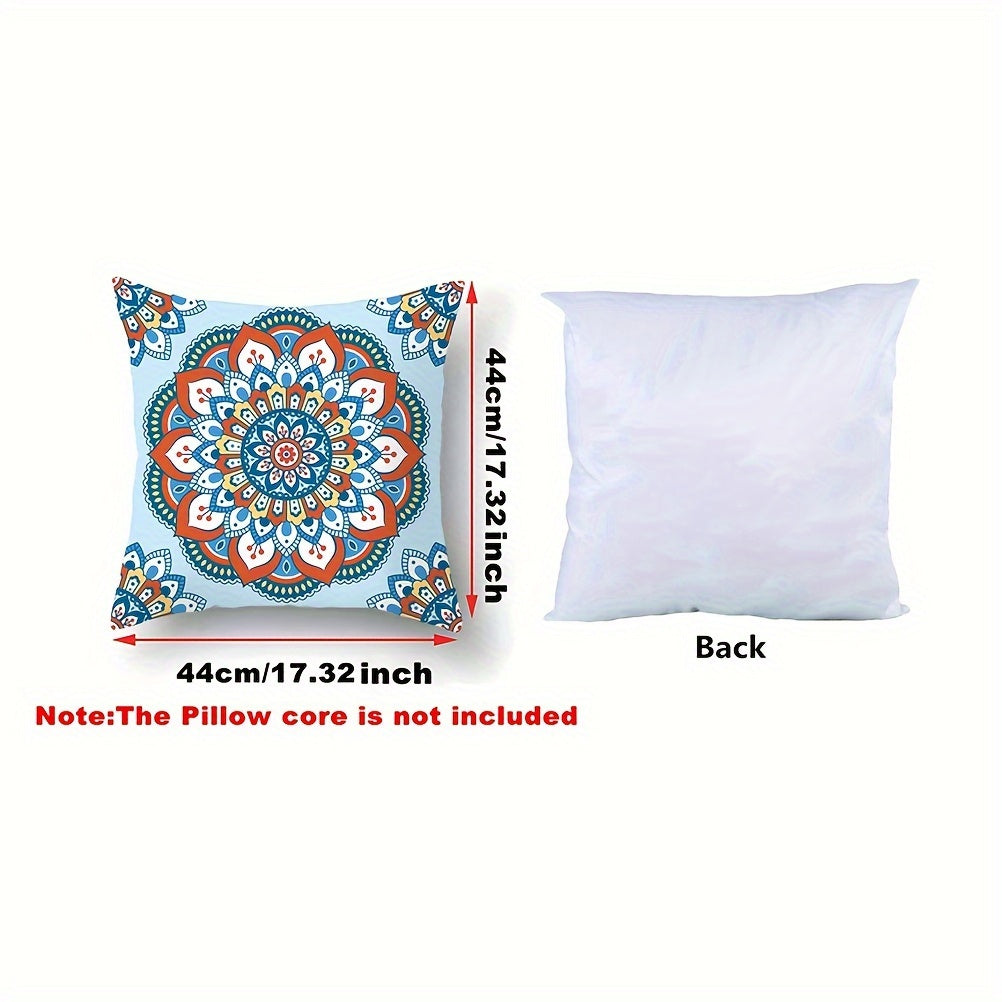 Bohemian Ethnic Style Pillowcases, featuring a vibrant Boho Mandala pattern. Add a touch of bohemian flair to your living room, bedroom, or sofa with these throw pillow covers. Each measures 43.99 X 43.99 cm and does not include a pillow insert. Great