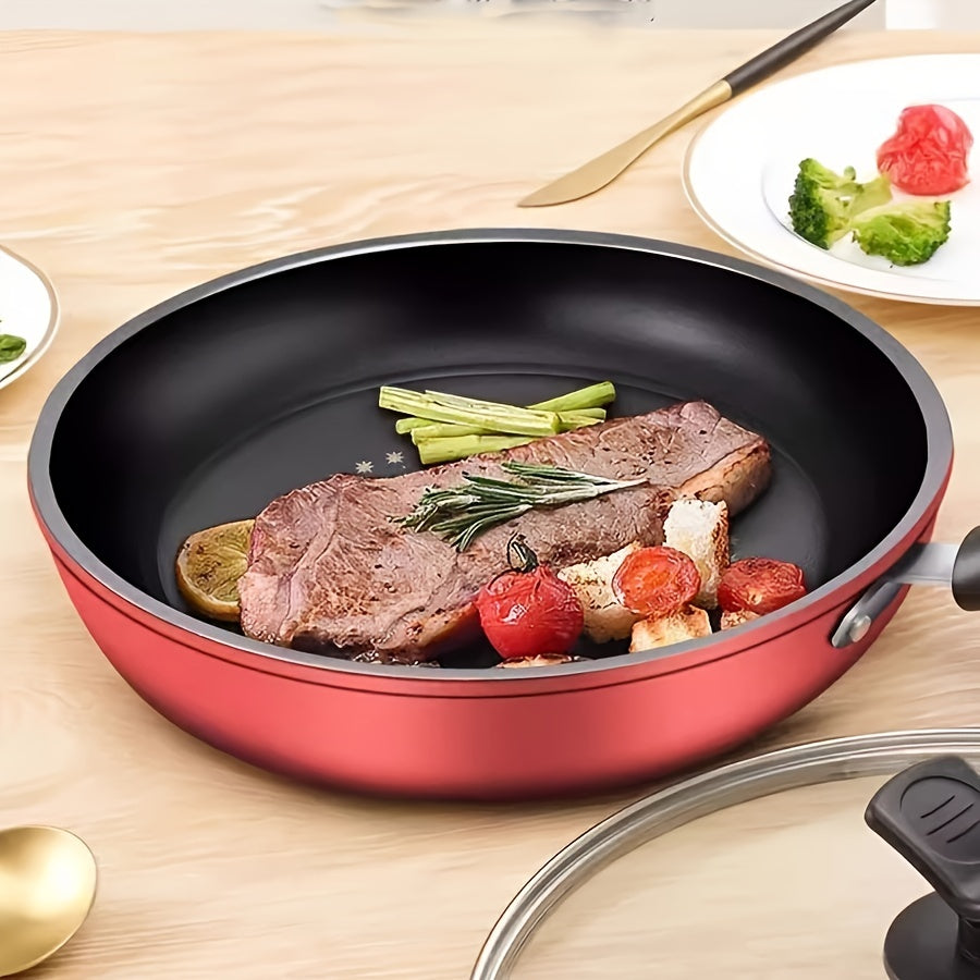 Non-stick cast iron skillet fry pan with cast iron handle, suitable for gas and induction stoves - Hand wash recommended. Perfect for making pancakes and other dishes, easy to clean.