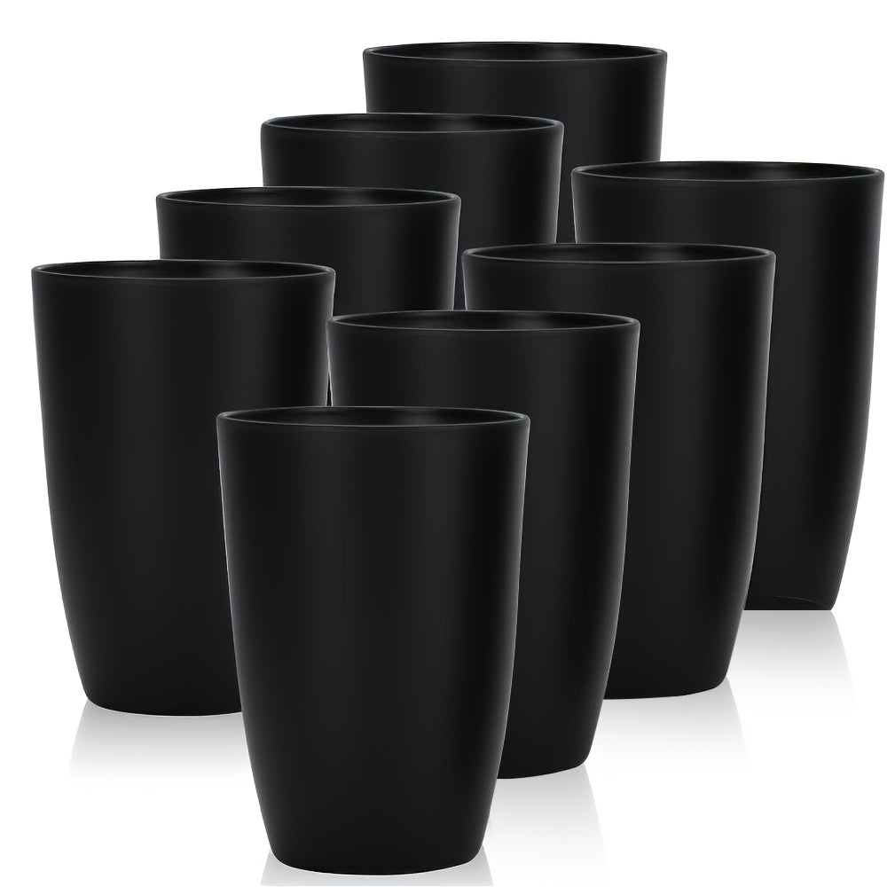 8-pack of stackable plastic cups, microwave and dishwasher safe, ideal for coffee, juice, water. Great for camping, picnics, RVs, and dorms. Holiday themed for Christmas, Halloween, Easter, Hanukkah, and Thanksgiving.