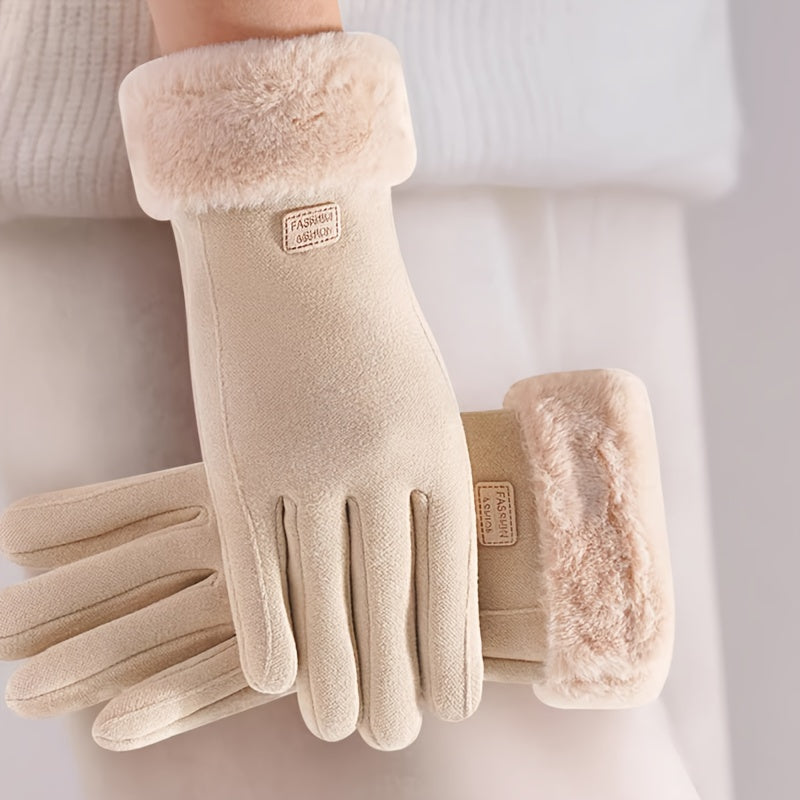 Stay warm and stylish this winter with a pair of CarrKen women's casual gloves. Made from polyester fiber, these gloves feature a solid pattern and are windproof and water-resistant. They are also touchscreen compatible, making them perfect for outdoor