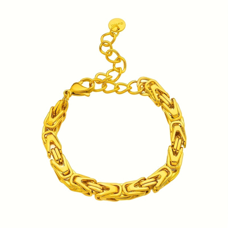 This fashionable non-fading jewelry gift is an elegant hip hop style stainless steel golden thick chain bracelet for women, perfect for daily wear and party occasions.