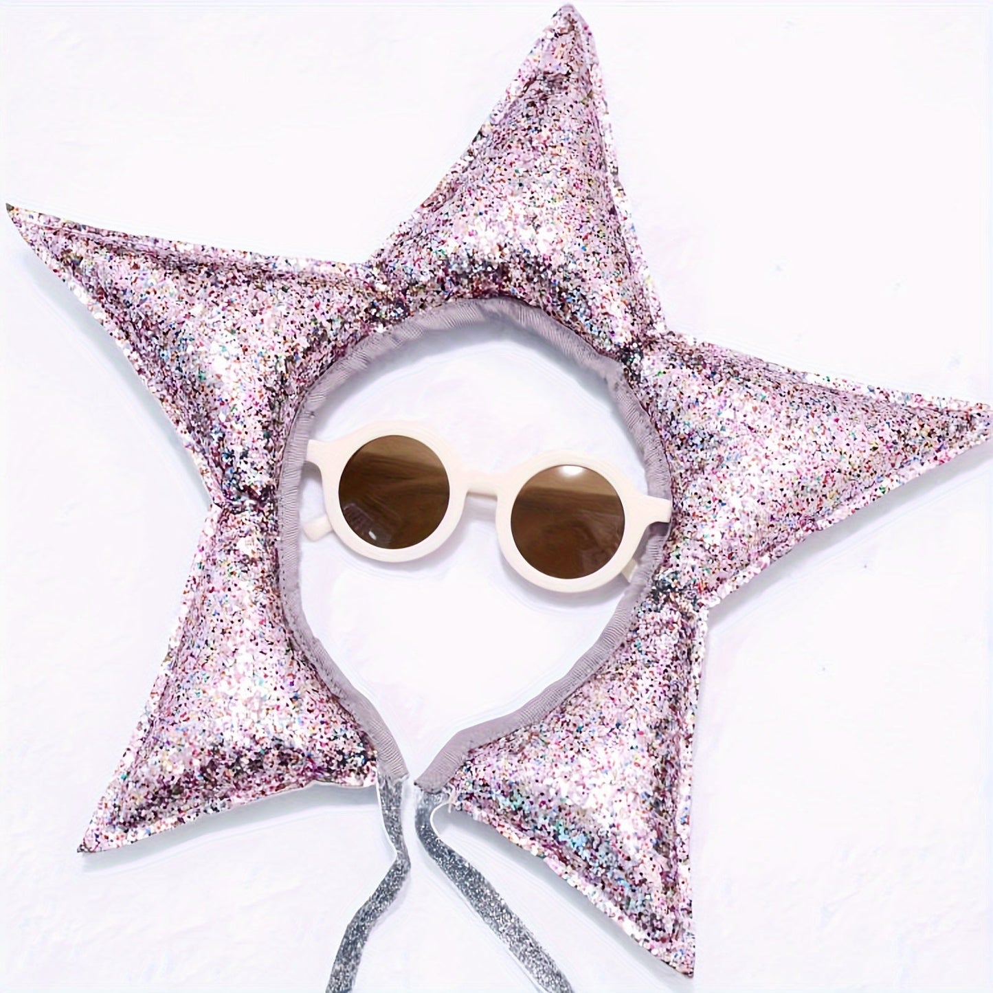 Silver-grey Christmas tree and star hair accessory, perfect for young ones, ideal for birthday parties and photoshoots - a cute fairy tale costume headpiece.