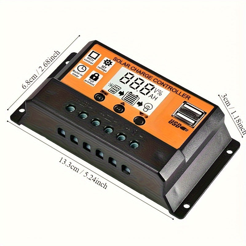 1pc Solar Charge Controller, 100A High Efficiency, 12V/24V Solar Panel Power Supply with 10A-100A Range, Hard-Wired, Accepts Below 50V, for Off-Grid Systems & Solar Panels.