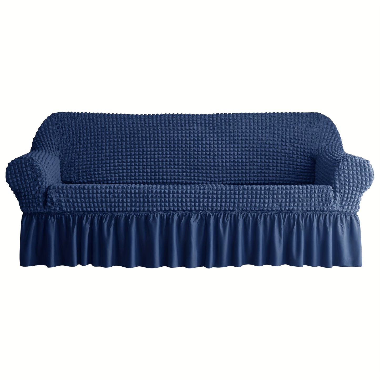 Seersucker sofa slipcover with skirt, non-slip, for home decor protection.