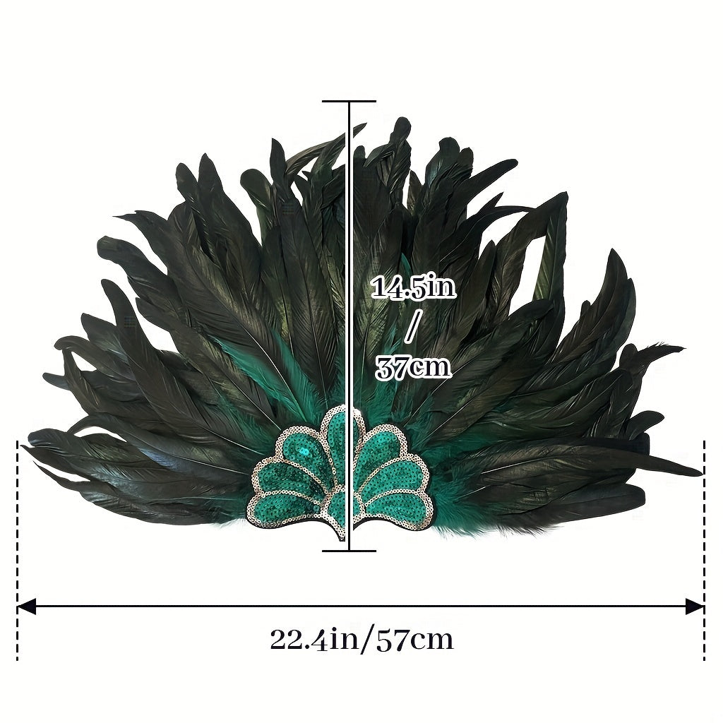 Головной убор Homelex для женщин с черными куриными перьями - головpiece в стиле флаппер 1920-х годов из полиэфирного волокна для карнавала и конкурса