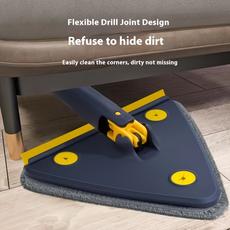 Triangular-shaped Flexible Drill Joint Dust Mop Head with Super Fine Fiber Cloth for Effortless Corner Cleaning