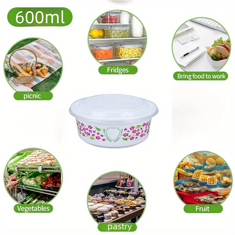 24 Sets of 600ml Meal Preparation Containers with Lid, made of BPA-Free and Safety Grade PP Material. These reusable containers are microwaveable and can be refrigerated, perfect for storing salads, side dishes, soups, pasta, or lunch on the go.