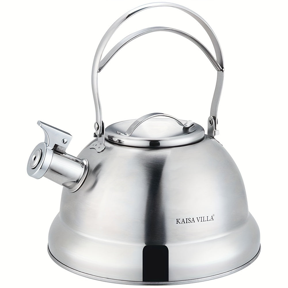 Kaisa Villa Stainless Steel Whistle Kettle, 3L, Suitable for Electric & Gas Stoves, No Electricity Needed, 3-Layer Composite Base, Ideal for Home Kitchen Utility