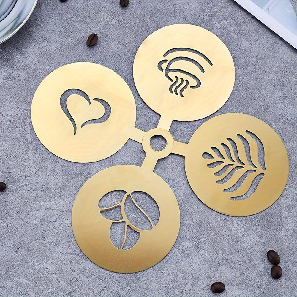 Decorate your coffee and baked goods with ease using these 4 stainless steel stencils. Perfect for creating beautiful designs on lattes, cappuccinos, cakes, cookies, and more. A must-have accessory for any barista or baking enthusiast.