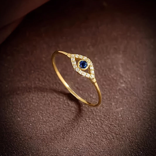 Elegant and stylish evil eye design ring made of 925 sterling silver, featuring sparkling zirconia stones. This high-quality piece is the perfect gift for your loved one on special occasions like engagement or wedding.