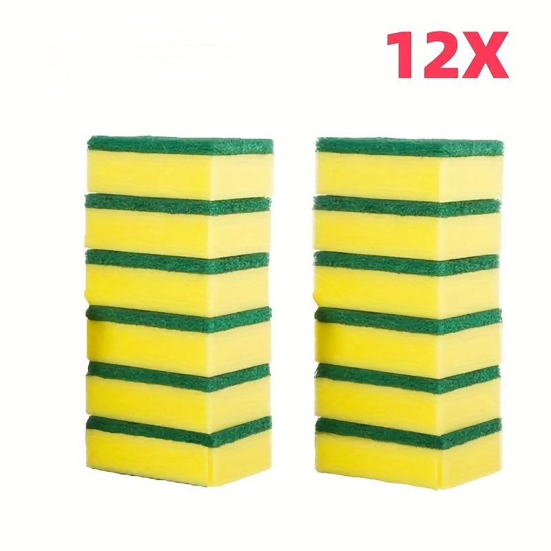 Pack of 12 or 24 Multi-Use Cleaning Sponges with Dual-Sided Scrub Pads, Long-Lasting Scratch-Resistant Polyurethane Foam, Highly Absorbent Household and School Cleaning Supplies for Kitchen, Bathroom, Bedroom, Glass, Furniture, Car - Made from Melamine