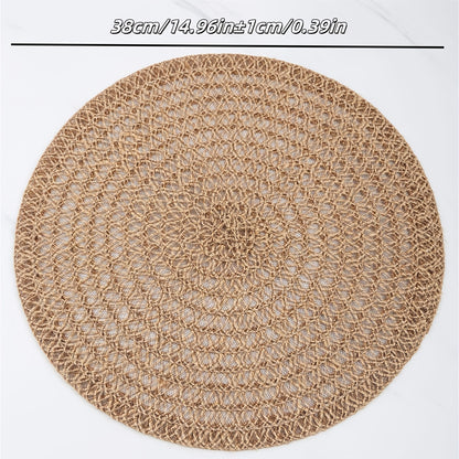 4-piece set of non-slip woven coasters, ideal for dining tables, parties, restaurants, and farmhouse gatherings.