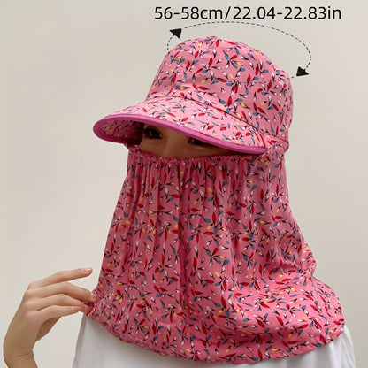 1 Sun Hat with Large Brim Shawl, Face Mask for Sun Protection while Cycling