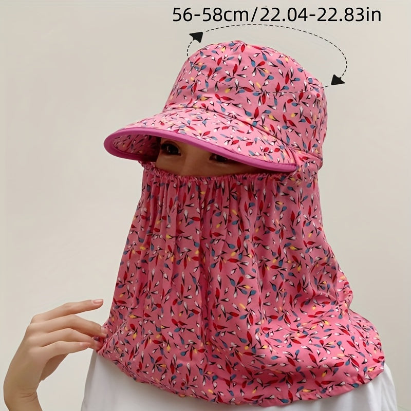 Polyester woven sun hat with eaves shawl for spring and summer with breathable design, machine washable.