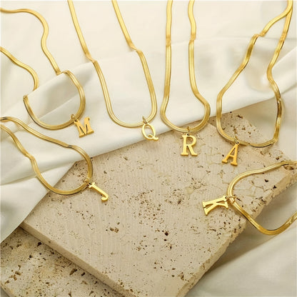 26 alphabet letter pendant chains, 18K golden plated stainless steel necklaces for women, perfect for everyday wear and gifting, featuring a versatile and elegant design.