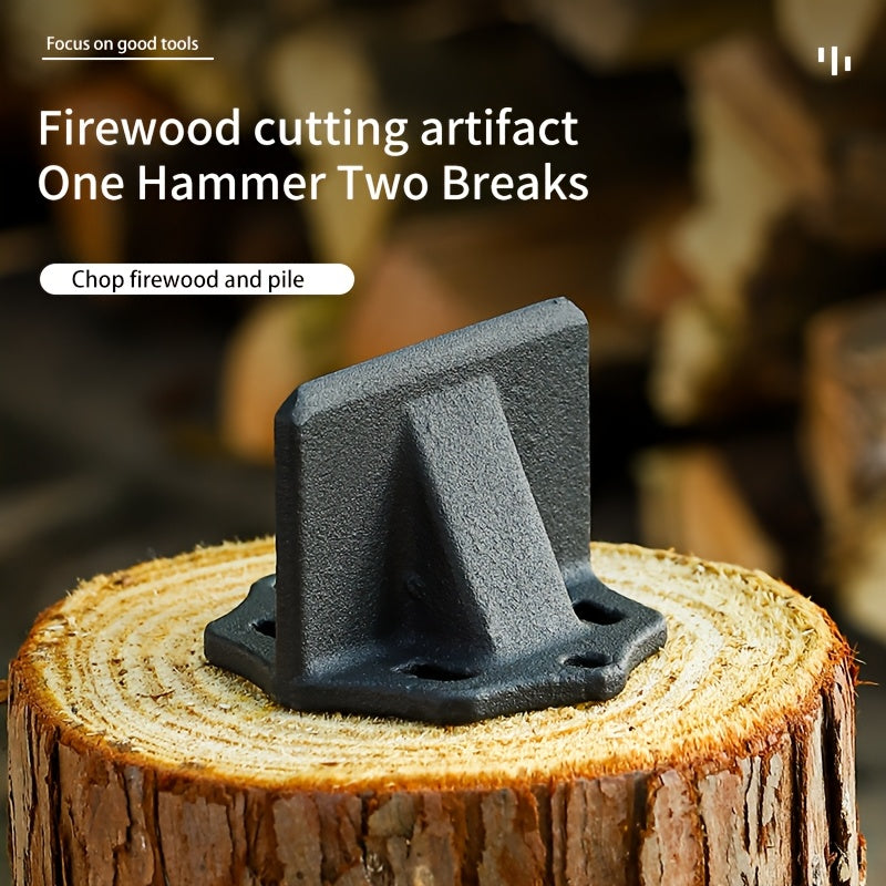 Firewood Splitter and Chopper Set - Durable Metal Log Splitter with Manual Firewood Slicer Tool. Features Hammer and Anvil Design for Efficient Wood Chopping.