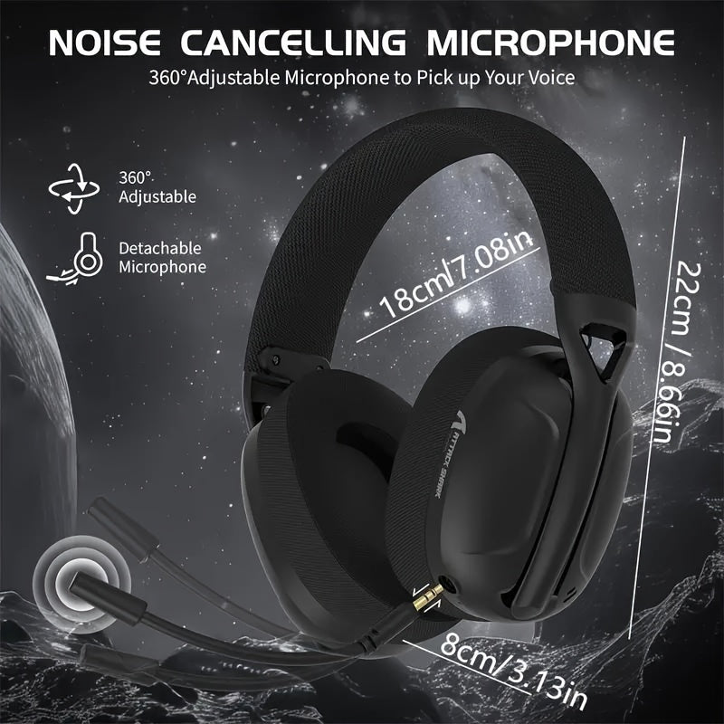 ATTACK SHARK L80 Wireless Gaming Headset with BT 5.3, 2.4G, and 3.5mm wired connection, 50 hours playtime, 40mm Pro-G driver, touch control, active noise cancellation, ear wrap, tangle-free