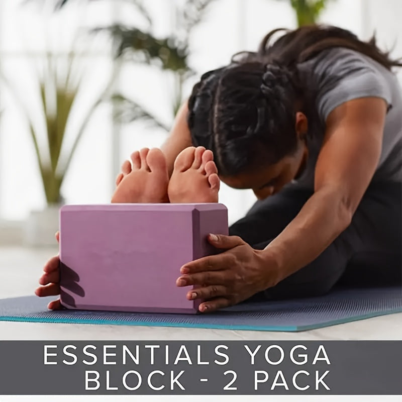 High-Density EVA Yoga Blocks 2-Pack with Beveled Edges for Flexibility in Pilates, Durable and Lightweight