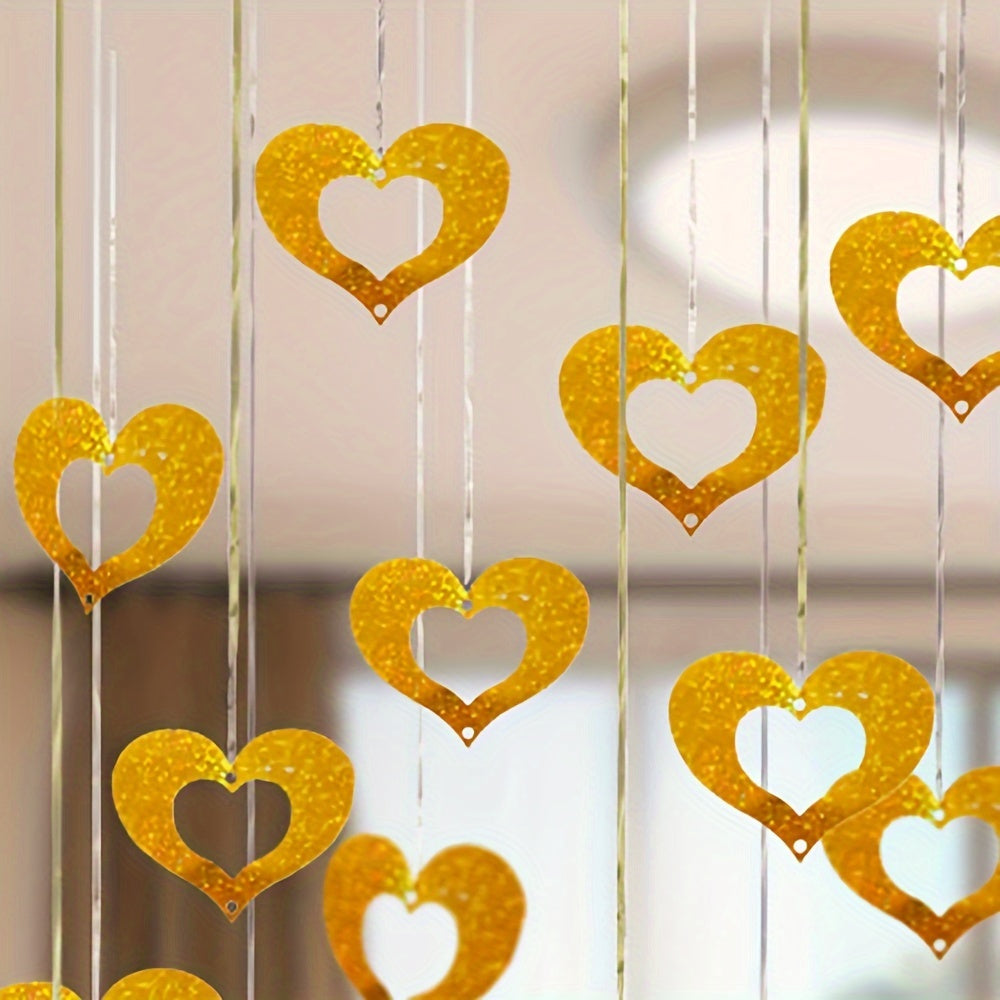 70pcs Sparkling Heart & Star Sequin Hanging Decorations - Perfect for Weddings, Birthdays, Bedroom Ambiance | Durable, Easy-to-Hang Plastic, No Power Needed, Wedding Decor.