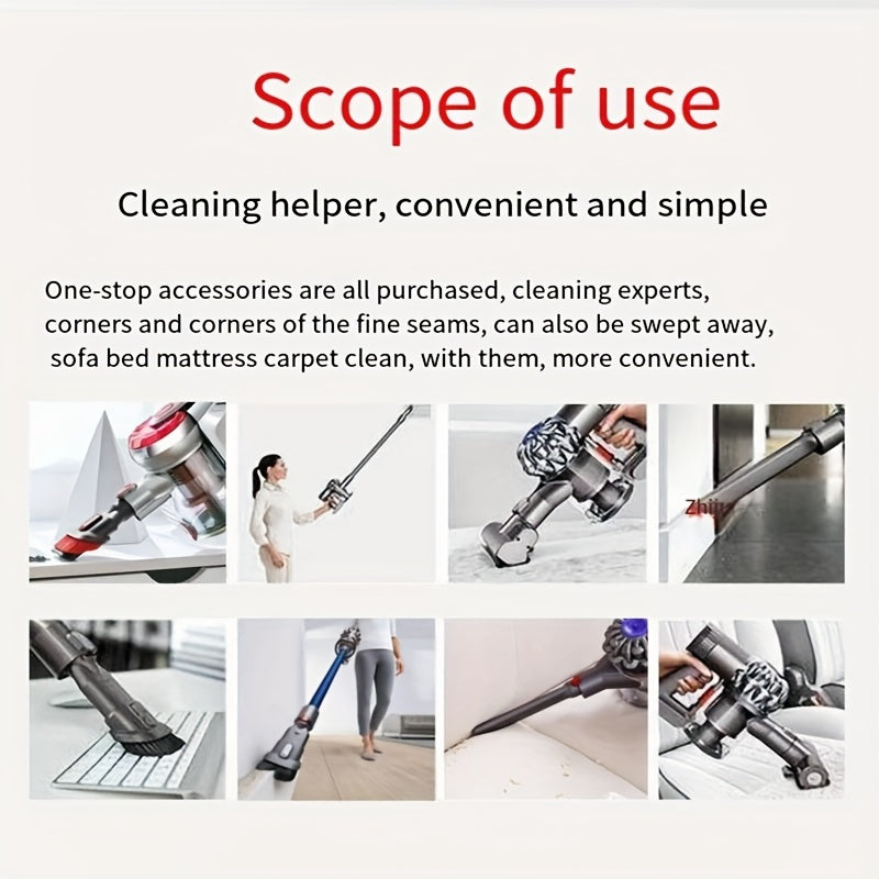 Home Cleaning Kit for Dyson V15 V11 V10 V7 V8 - Includes 5 Pieces: Flexible Extension Hose, Mattress Tool, Stiff Brush, Soft Bristle Attachment, and Crevice Tool