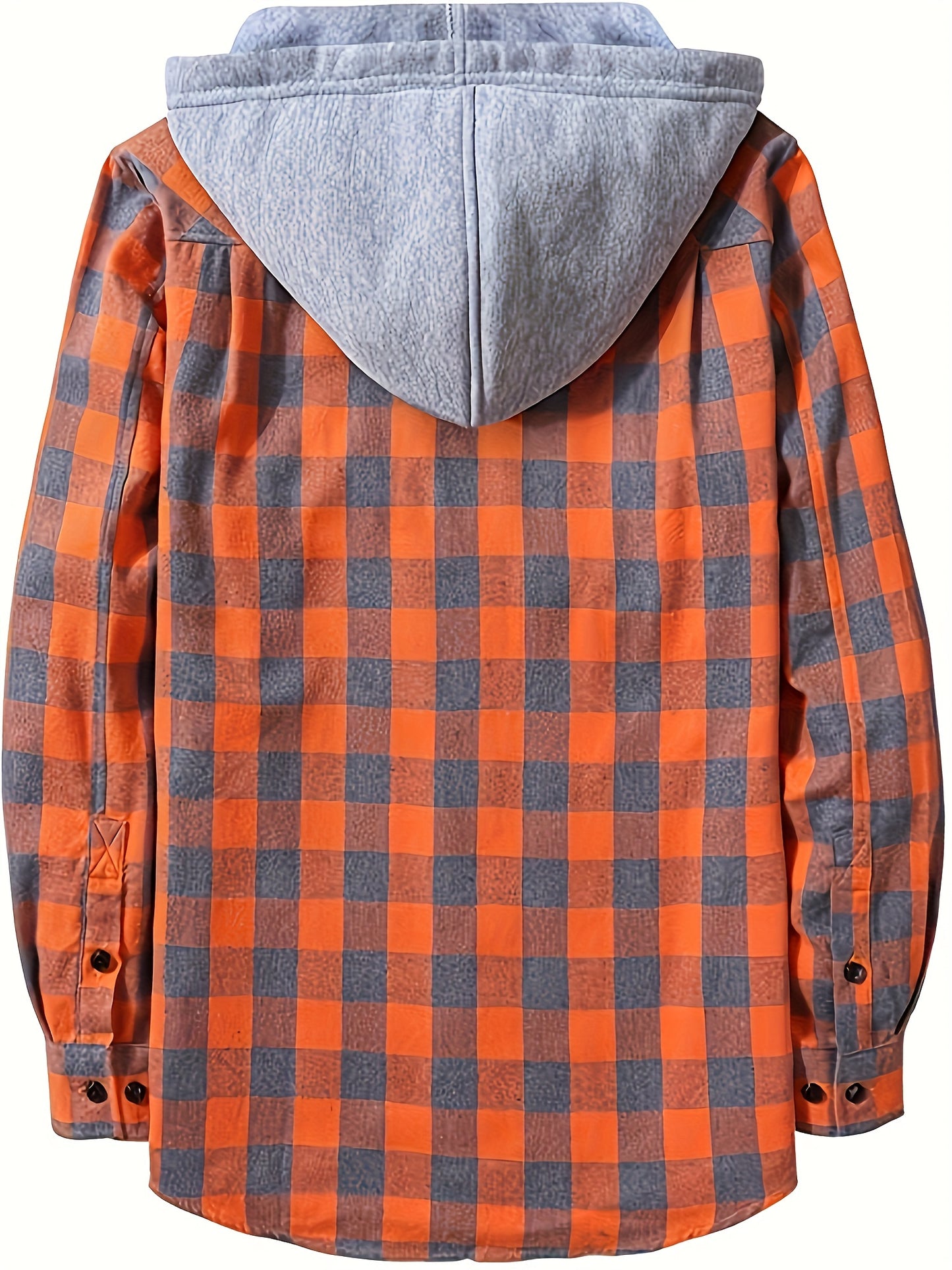 Men's Stylish Plaid Plus Size Hooded Shirt Jacket for Casual Daily Wear