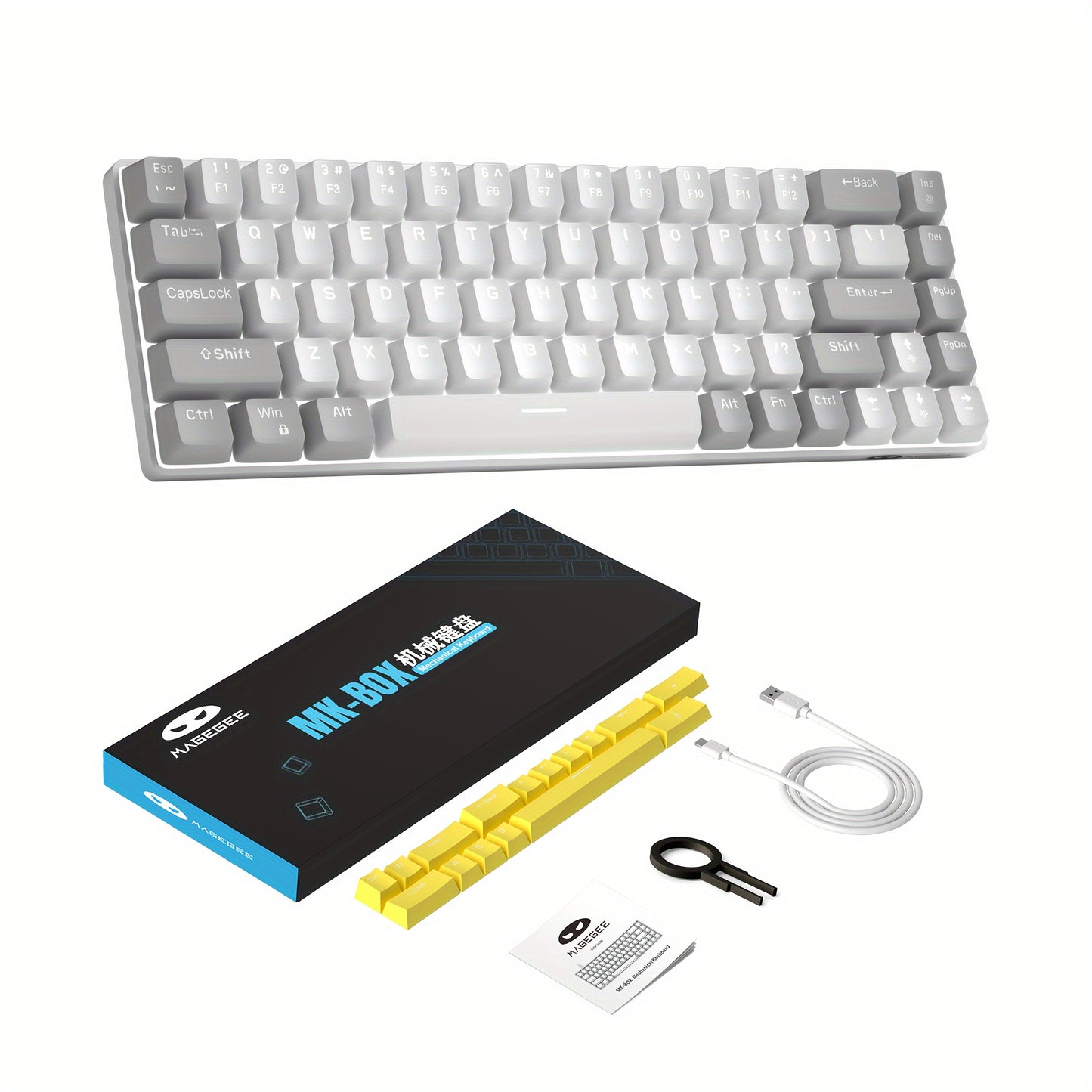 MAGEGEE Compact 60% Mechanical Gaming Keyboard with Blue Switches, LED Backlit, Ergonomic Design for Windows, Laptop, PC, Mac - Portable & Sleek Black Finish.