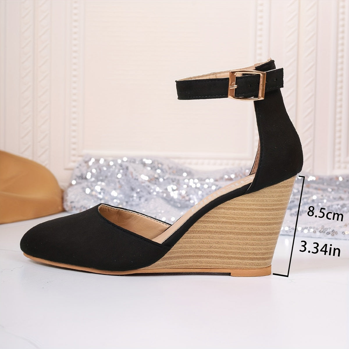 Women's D'Orsay wedge with pointed toe, ankle strap, platform high heels for all occasions.