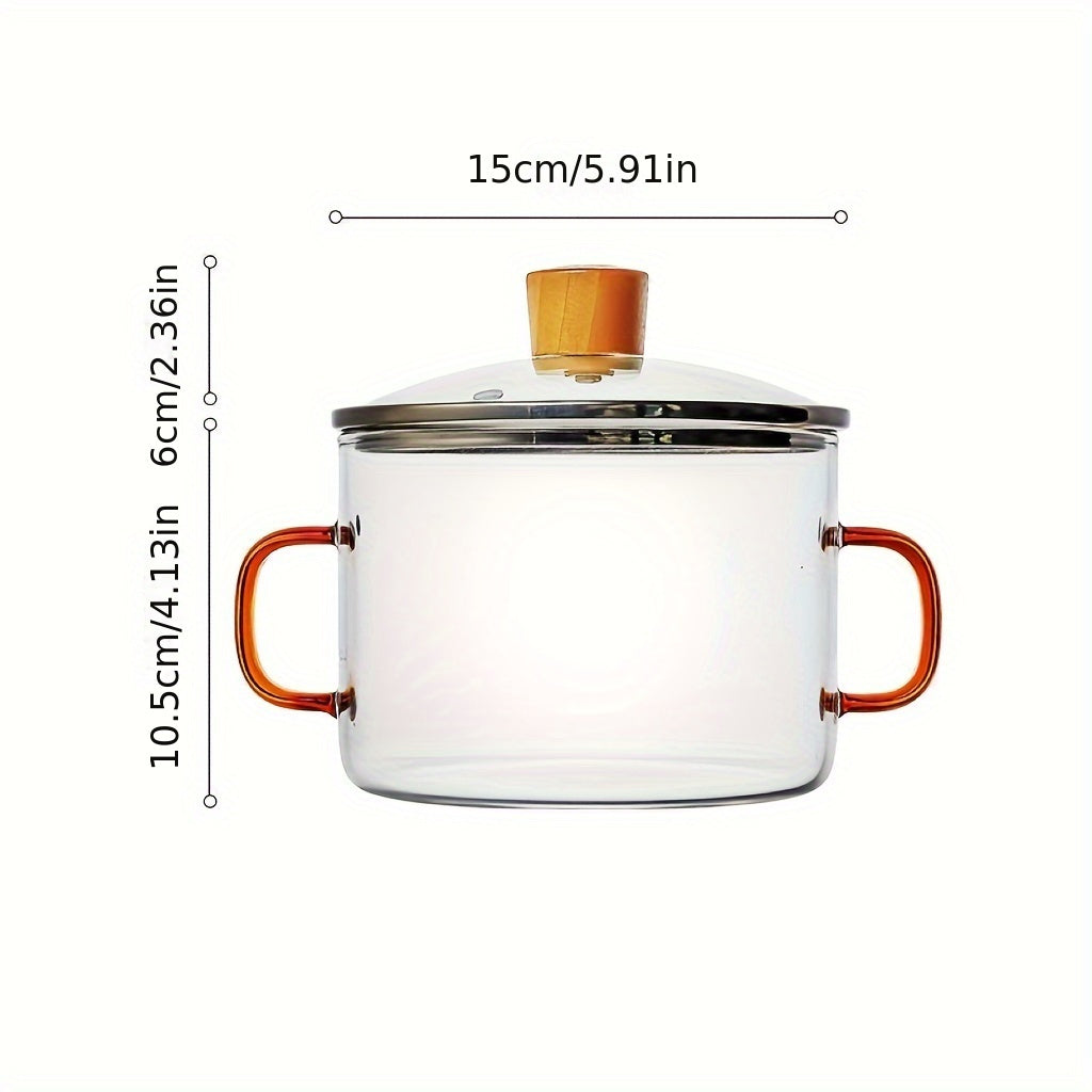 Versatile Clear Glass Saucepan with Lid, Made with Transparent High Borosilicate Glass - Ideal for Gas Stove Cooking, No-Pattern Design for Soup, Stewing, and Noodles - Heat-Resistant Cookware