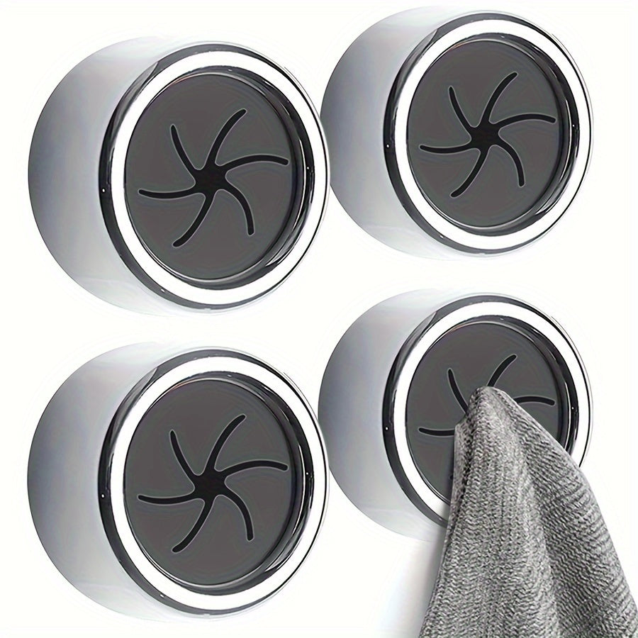 2 Round Self-Adhesive Towel Holders - Mount on Wall or Cabinet Door, No-Drill Kitchen & Bathroom Towel Racks