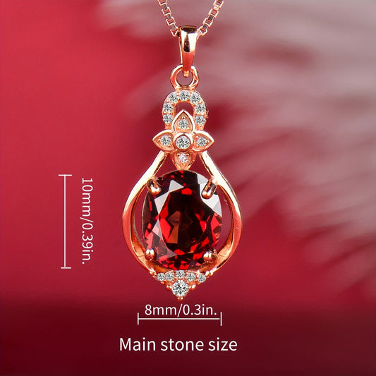 Beautiful and durable 925 sterling silver garnet pendant necklace - Ideal gift for Mother's Day, featuring a colorful gemstone charm and hypoallergenic properties, perfect for women who appreciate high-quality and elegant jewelry.