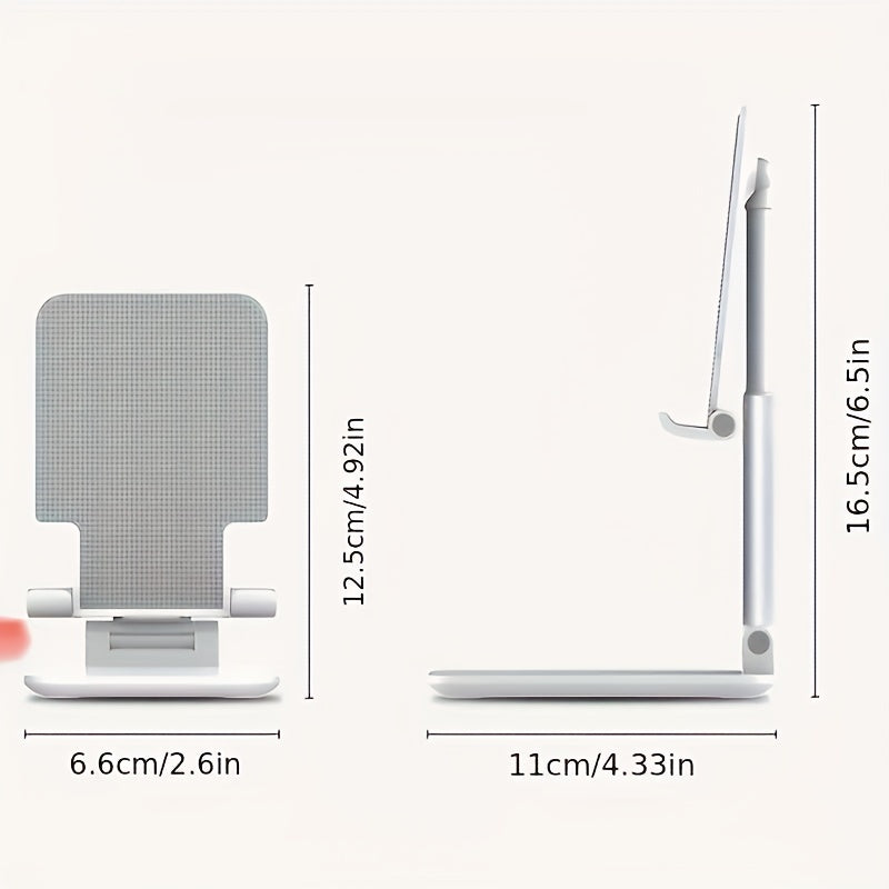 Adjustable desktop/tablet holder for iPhones, iPads, and Xiaomis.