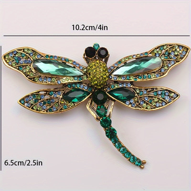 Crystal dragonfly brooch with a vintage touch - a unique accessory for women