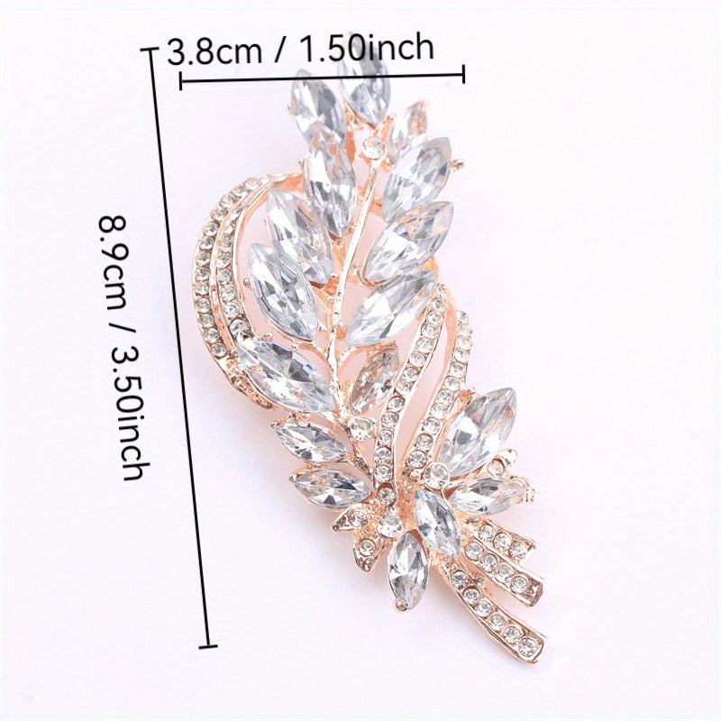 Elegant and luxurious rhinestone flower brooch, featuring an irregular faux floral design. This versatile accessory can be worn on clothing, bags, hats, and as women's fashion jewelry.