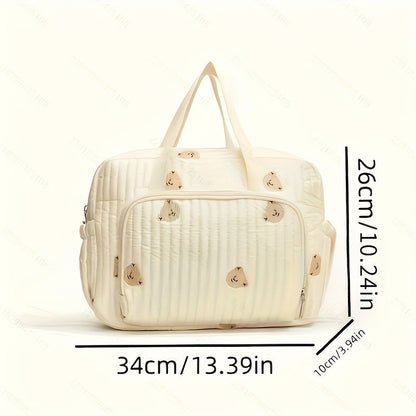 Premium Korean zipper embroidery storage backpack for mothers and infants with a stroller hanging bag.