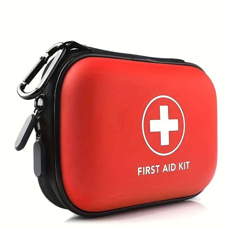 80pcs EVA First Aid Kit for Emergencies in Red - Includes Scissors, Tweezers, Bandages, Gloves, Whistle - Ideal for Travel, Outdoor Activities, Home, Office, Camping, Hiking, and Vehicles