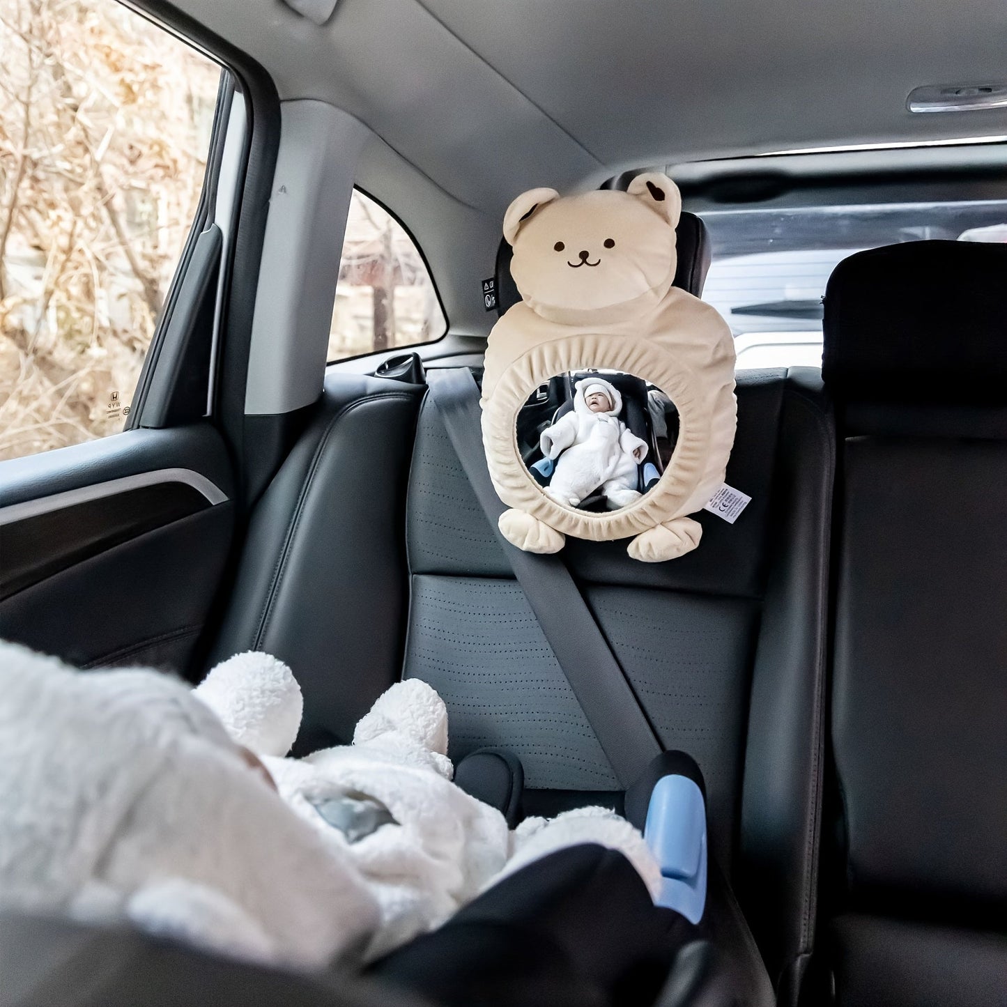 Adorable Bear Car Mirror, Child Safety Seat Mirror, Charming Cartoon Rearview Mirror