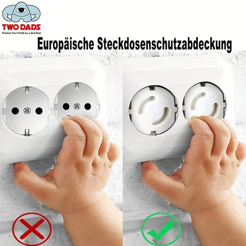 Set of 20 White Safety Socket Covers - Plug Protectors for Family Safety, Made from ABS Material, European Style Design with No Holes