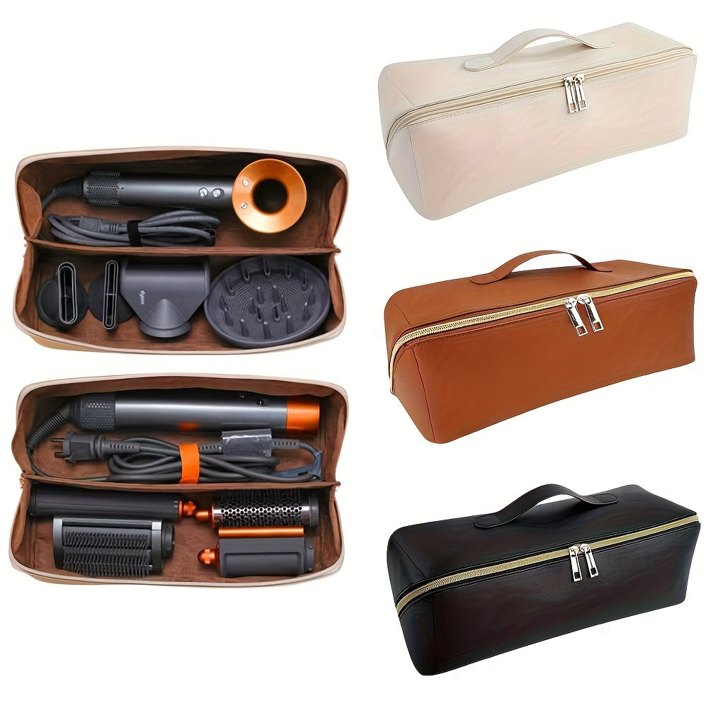 Bag for storing hair dryers and curling irons while traveling.