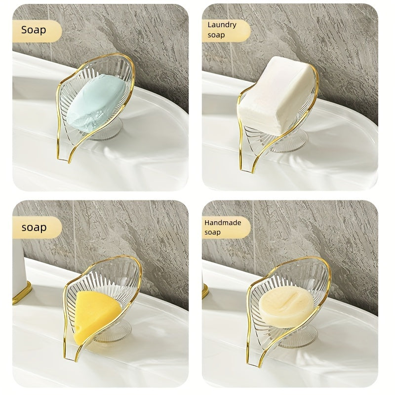 1 Soap Dish Transparent Draining Box Bathroom Shower Holder