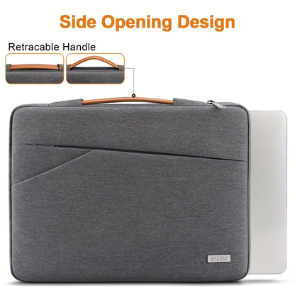 TECOOL Laptop Sleeve Bag for 13-16 inch MacBooks, Waterproof and Shock-Resistant with Handle and Pockets, Dark Gray.