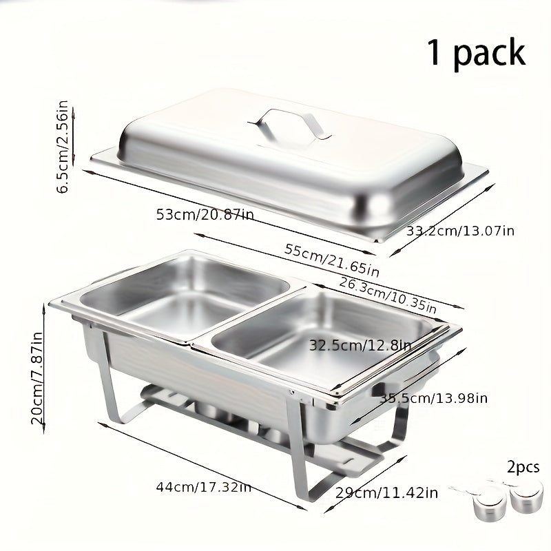 Durable Stainless Steel Buffet Warmer Set: Easy to Clean, Space-Saving Design for Restaurants, Food Service, and Home Entertaining - Perfect for Christmas, Halloween, Easter, Hanukkah, and Thanksgiving Gatherings